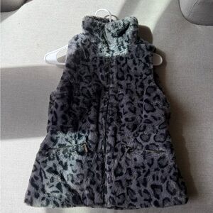 Gray Leopard Faux Fur Vest